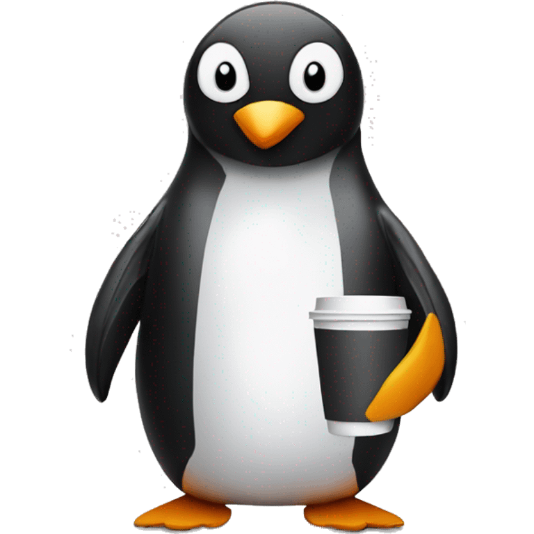 Penguin with a book and a coffe  emoji