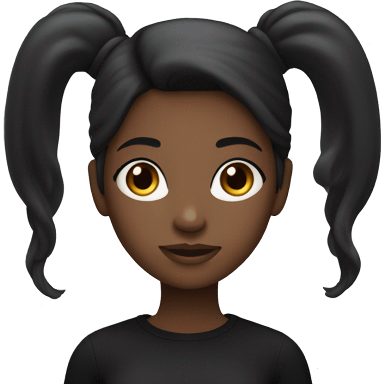 blackgirl with long hairs and brown eyes and wears black clothes emoji