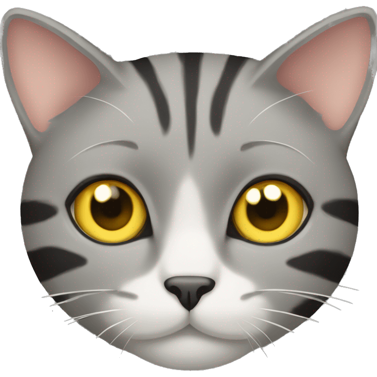 gray cat with few yellow hairs and black stripes emoji