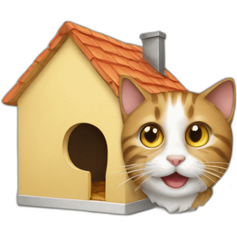 A cat eat a house emoji