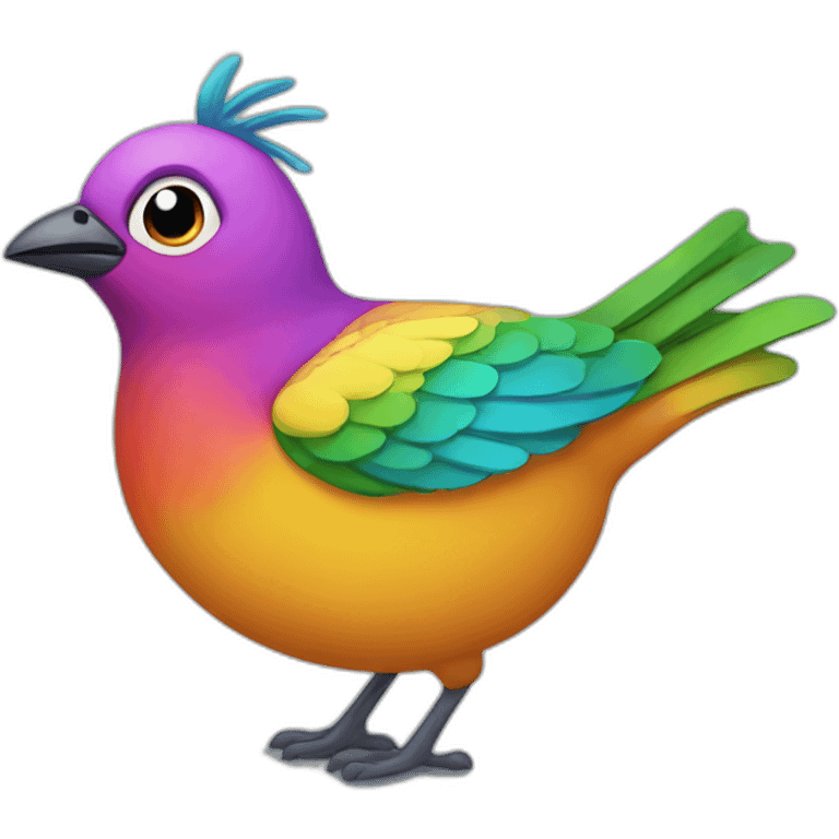 Cartoon-seven-colored bird emoji