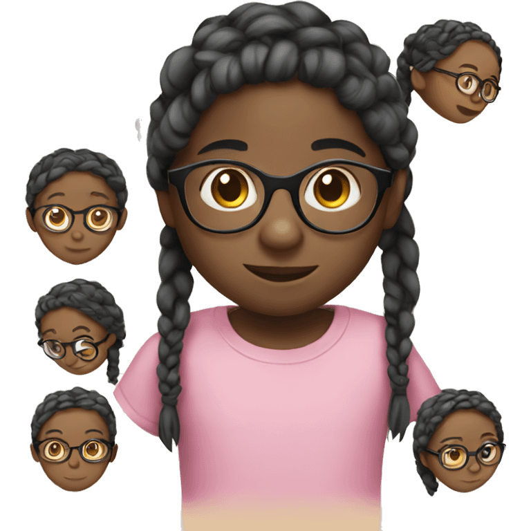 black Child with glasses and braids emoji