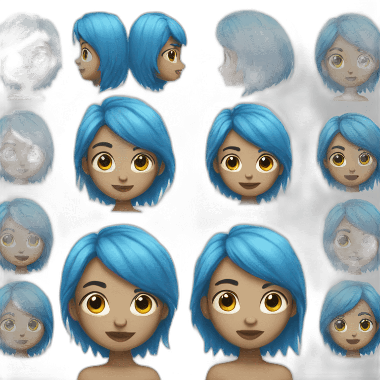 Half blue hair girl emoji