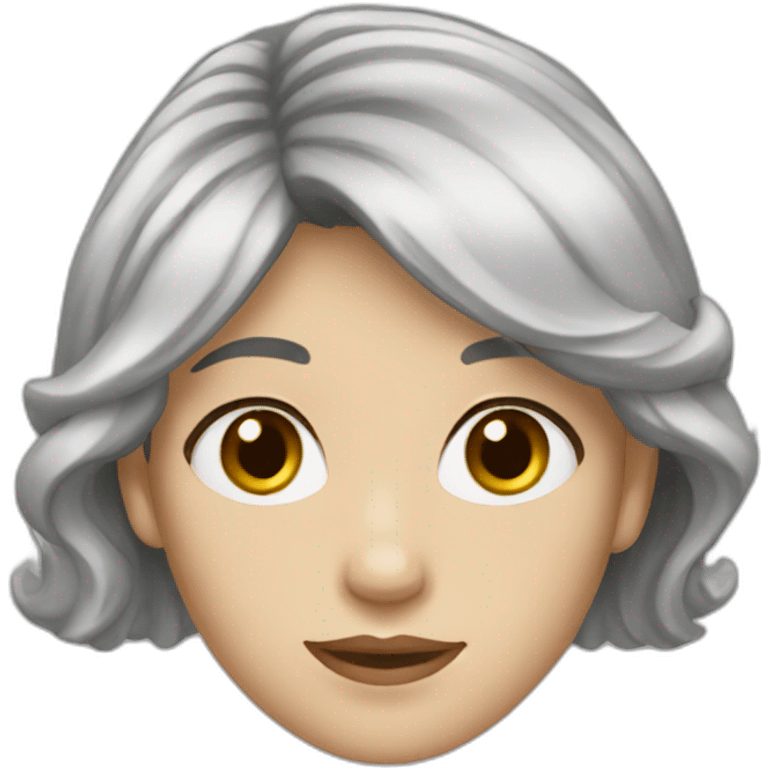 Women with brown gray Hair, hazel green eyes white skin emoji