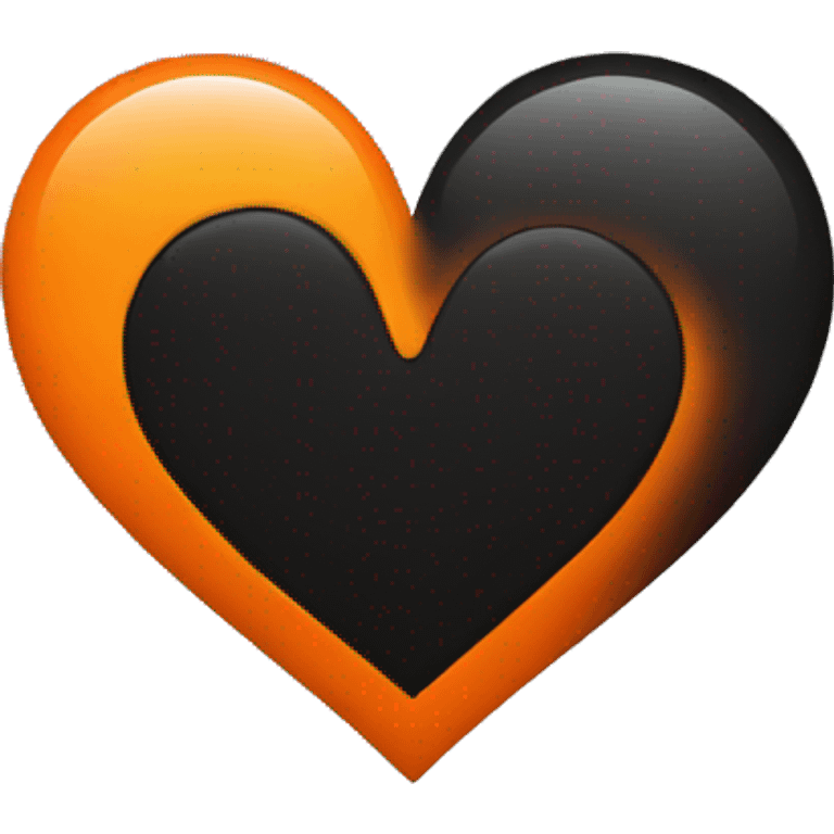 Half black and half orange heart emoji