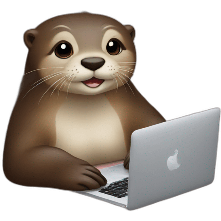 female otter in bed with a macbook emoji