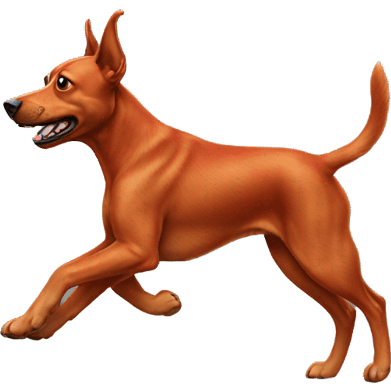 realistic solid red dog with pointed ears running emoji