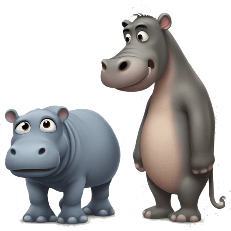 Hippo and mokey emoji