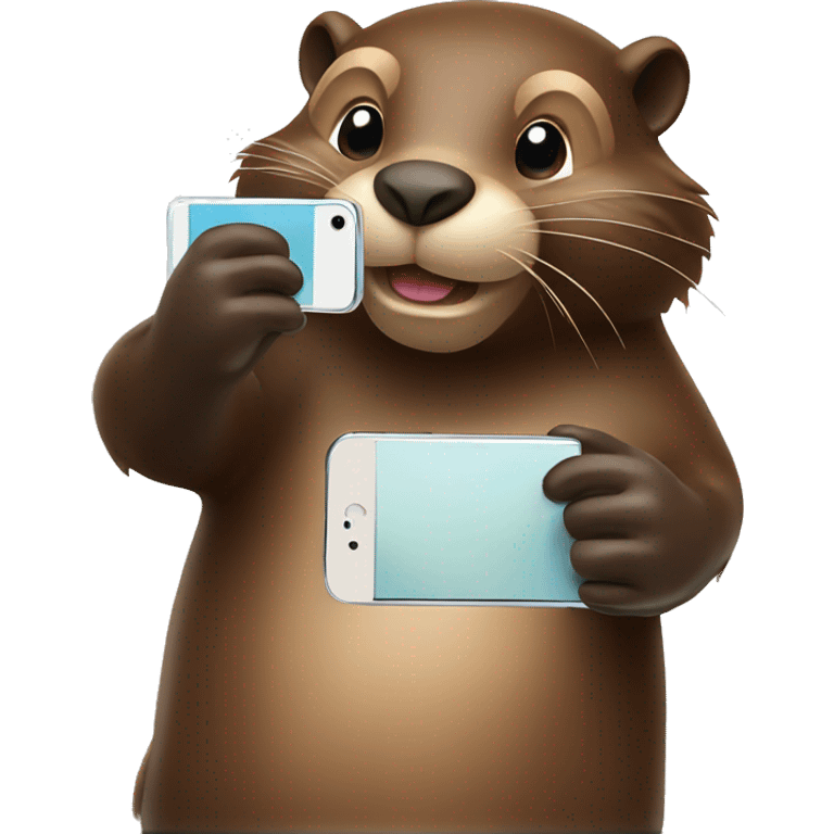 Beaver taking photo on iPhone  emoji