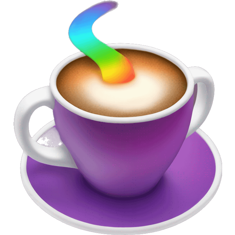 Rainbow coffee cup with hot coco  emoji