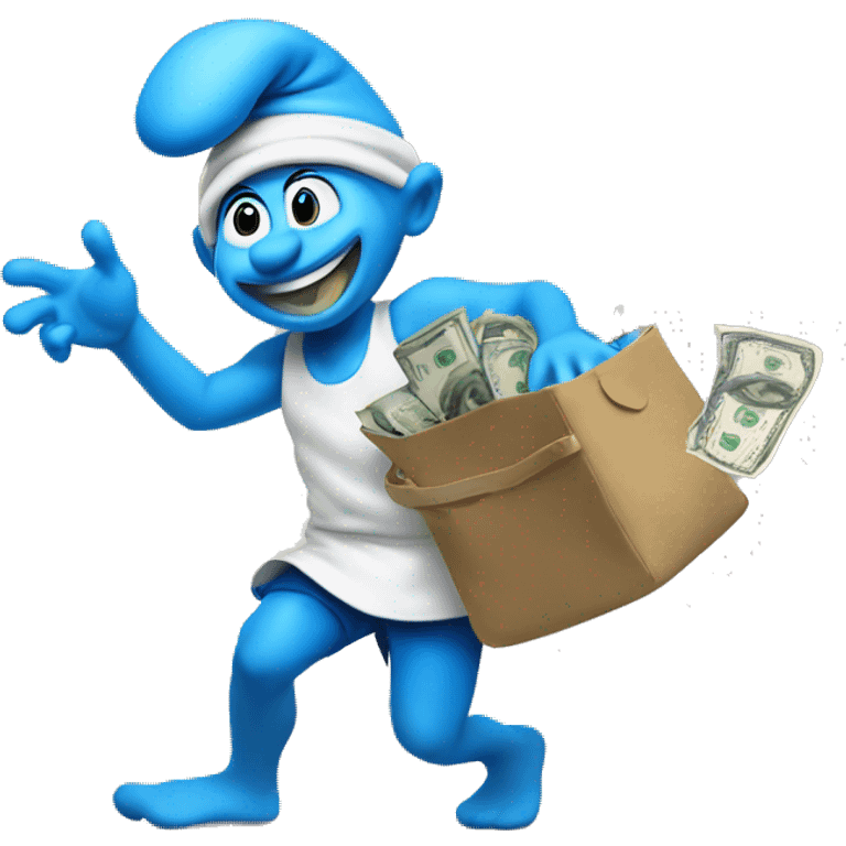 Smurf dancing throwing money  emoji