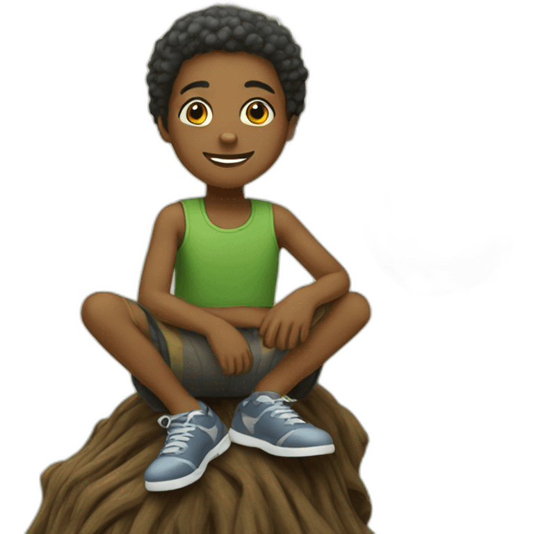 African American sitting on a tree emoji