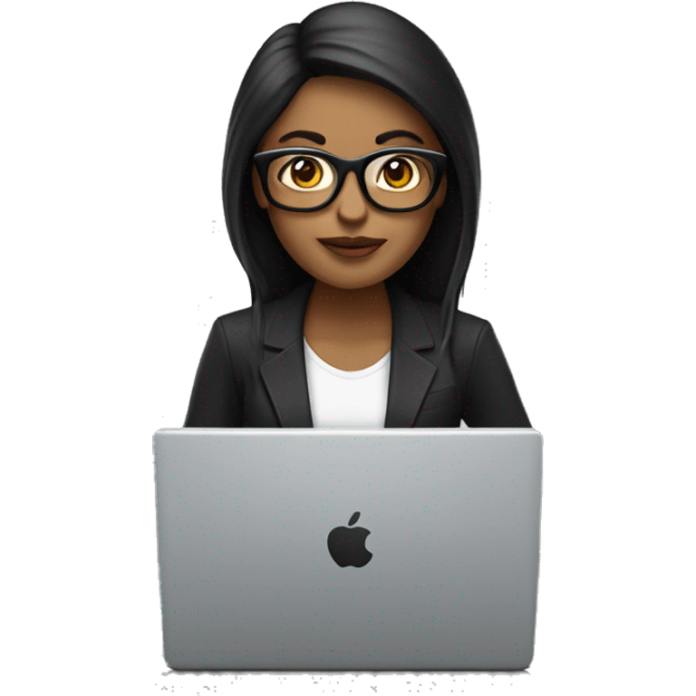 Mujer con lentes y laptop mac emoji