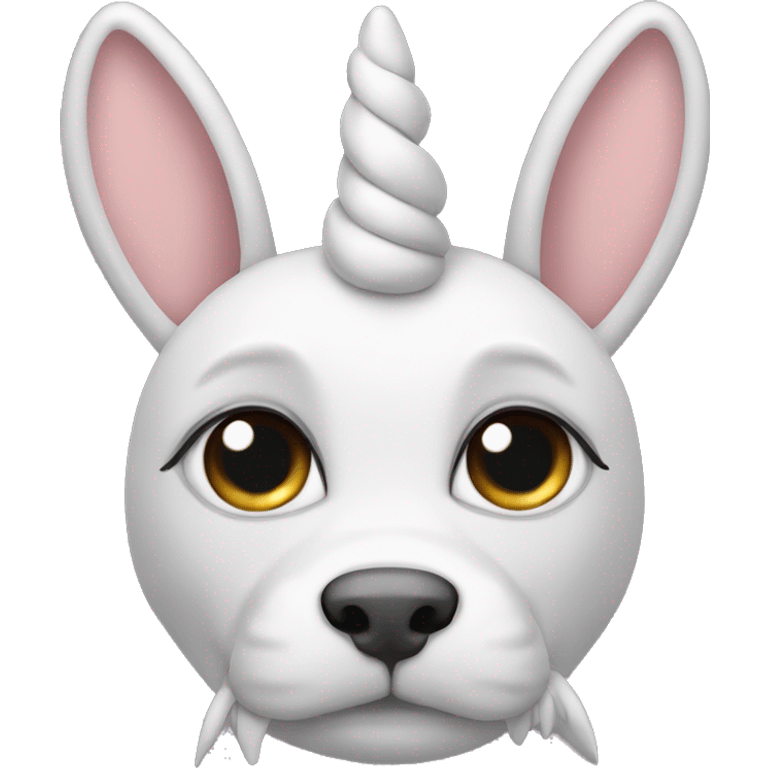 unicorn with bunny ears cat nose, horse tail, dog eyes emoji