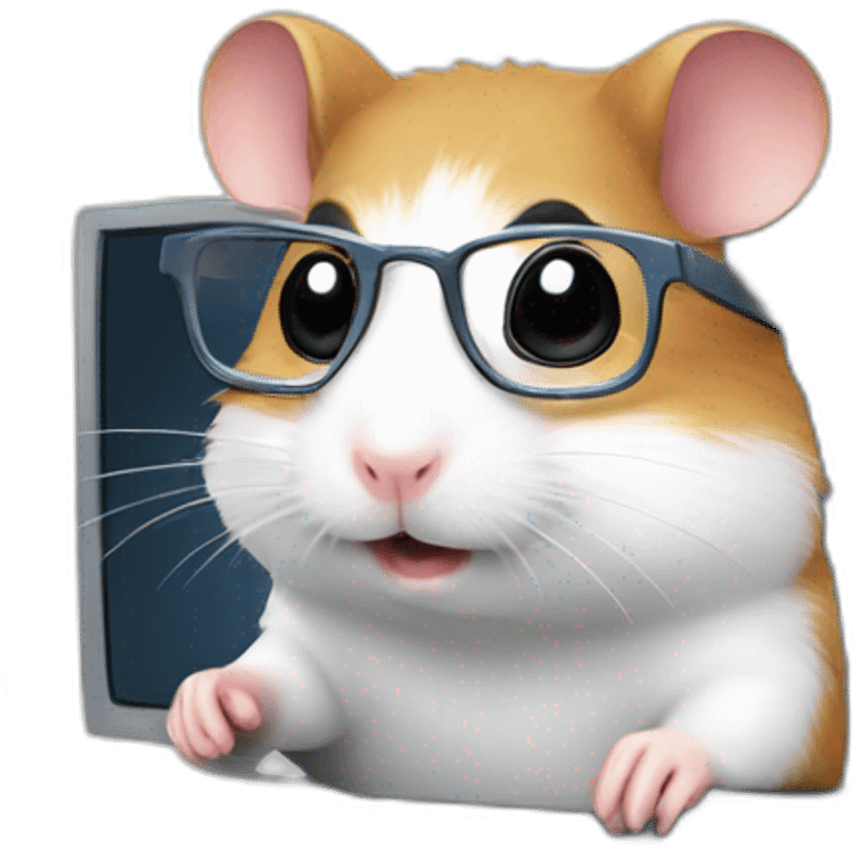 Nerd Hamster programming in a computer emoji