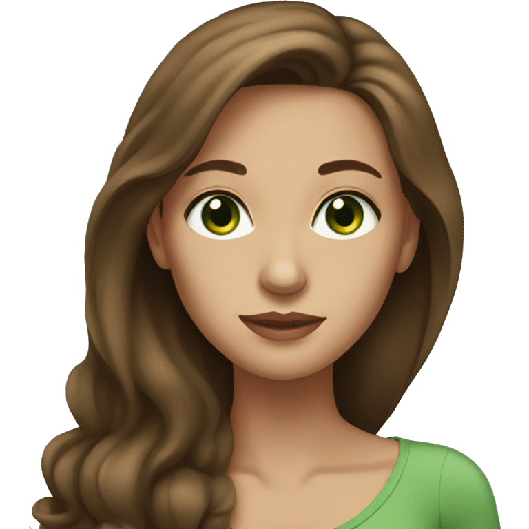 woman with long brown hair green eyes emoji