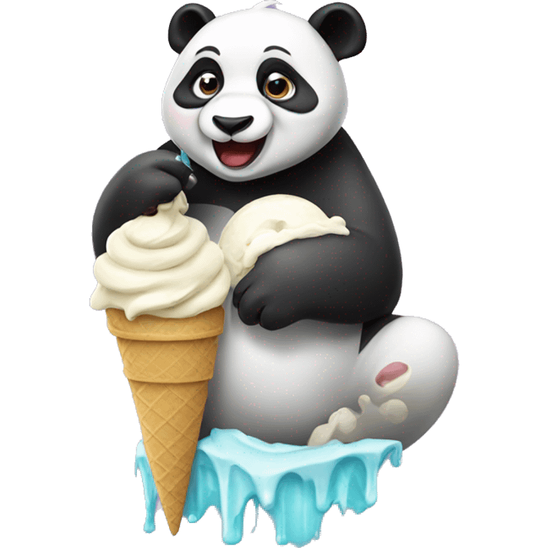 Panda eating ice cream emoji