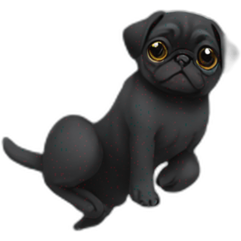 Black pug with angel wings emoji