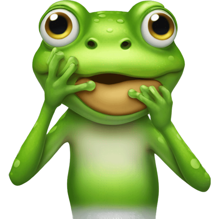 Frog doing shhhh emoji