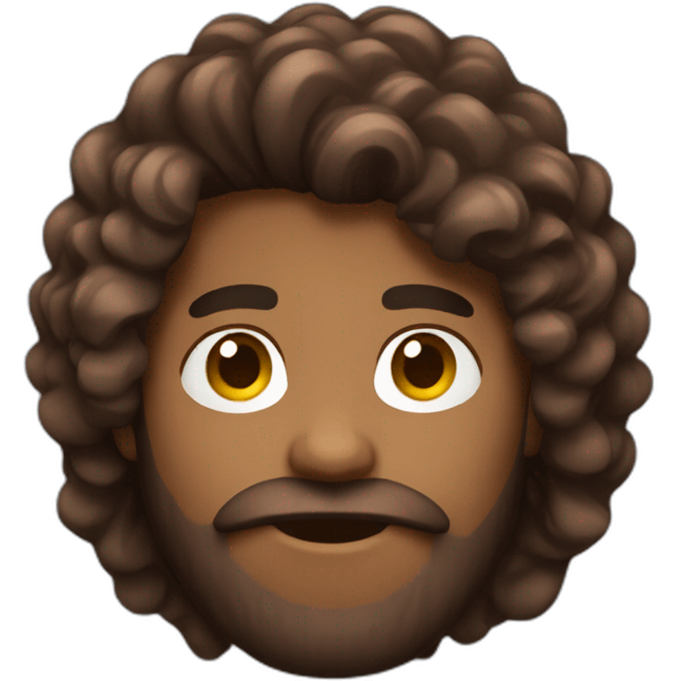 disco hair, brown skin, beard emoji