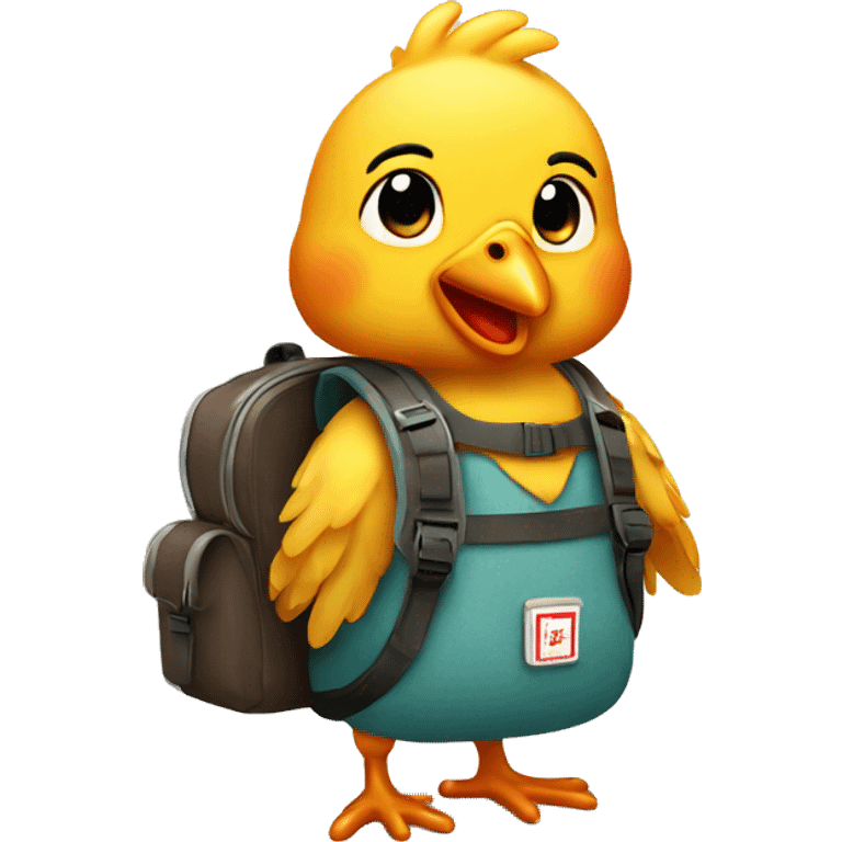 Little chicken with a bagpack emoji