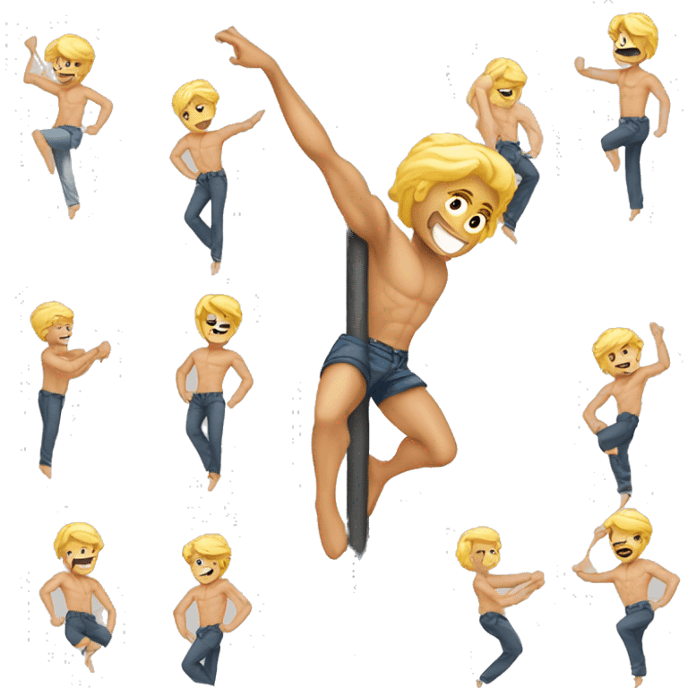 Pole dance blond male emoji