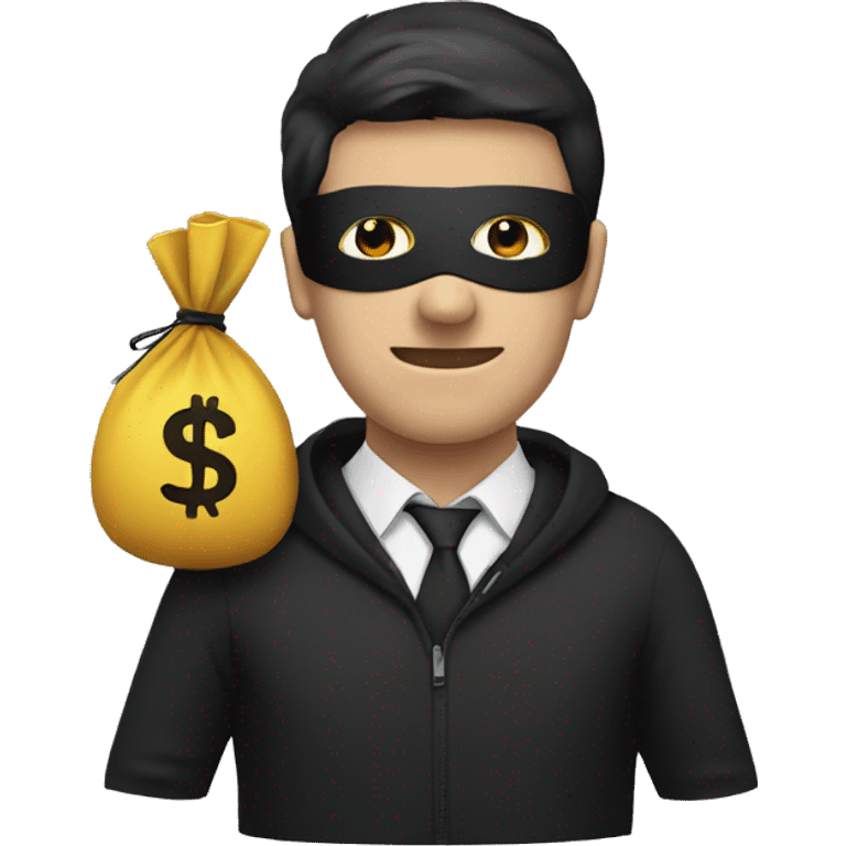 Guy with a black mask and money bag emoji