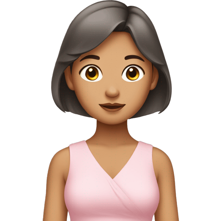 Asian girl with tan skin wearing a baby pink dress emoji