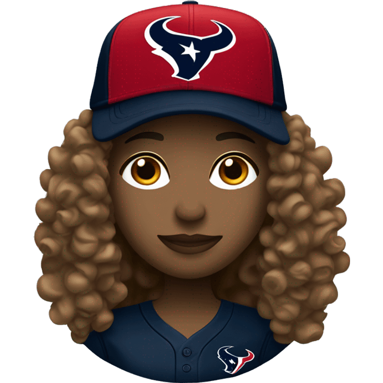 HOUSTON TEXANS baseball hat woman with long curly hair  emoji