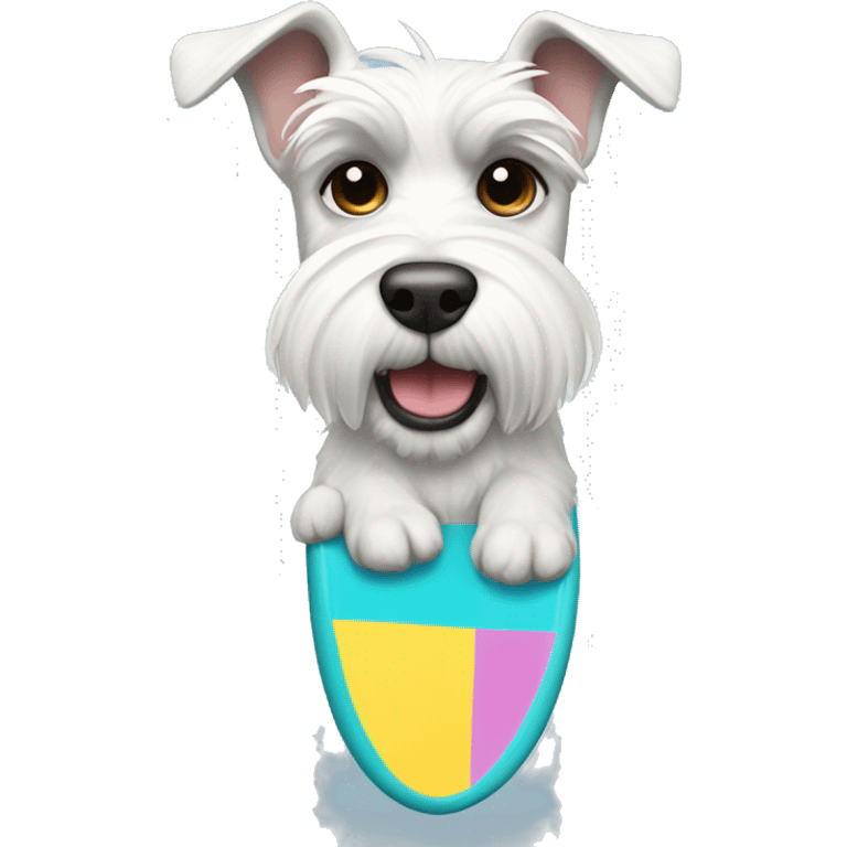 White fun schnauzer  surf board emoji