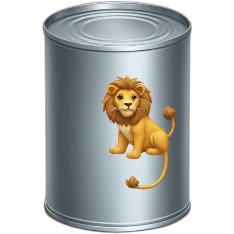 a tin can that have a lion on it emoji