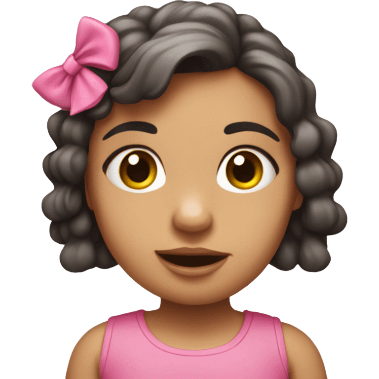 Una chica bebe con lazo rosa emoji