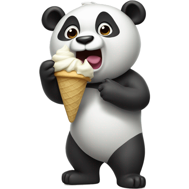 Panda eating ice cream when surfing emoji