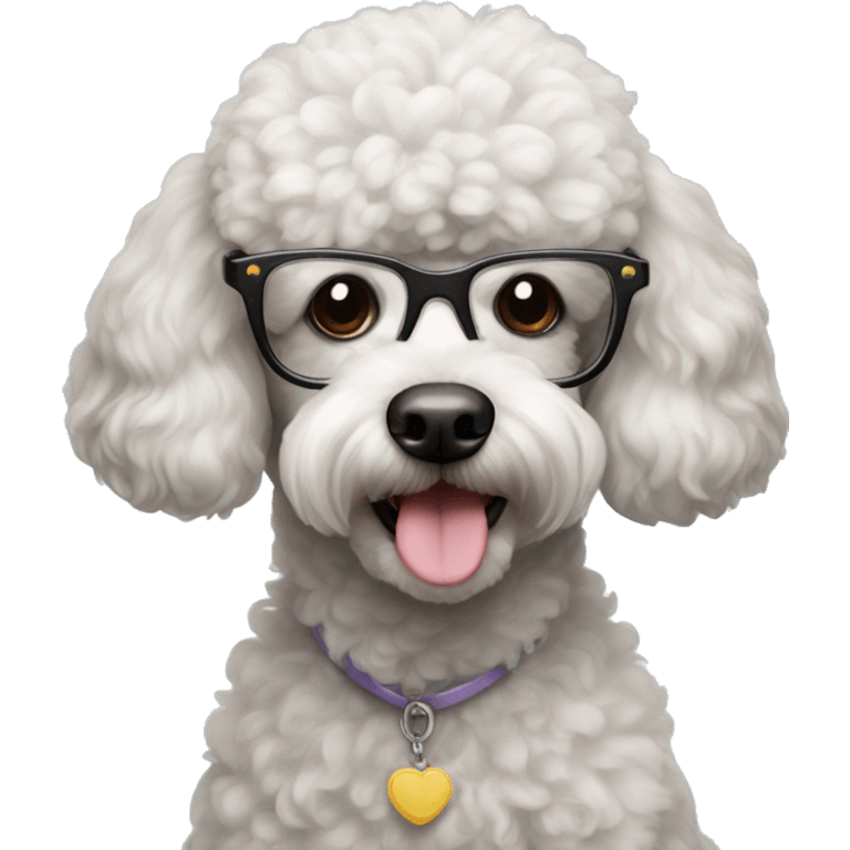 Poodle dog with glasses emoji