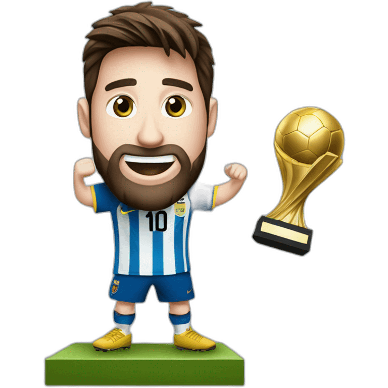 messi con el trofeo del campeonato mundial de futbol emoji