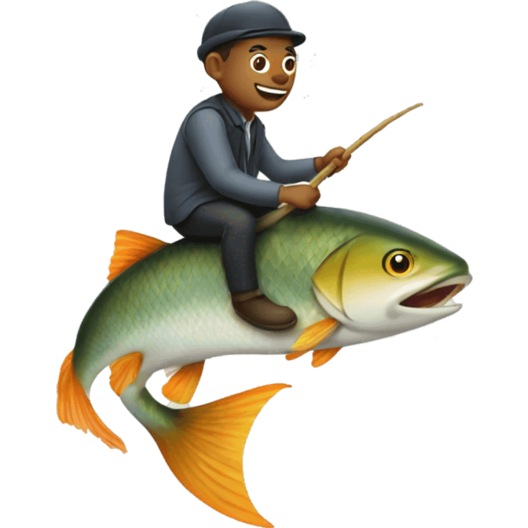 man riding on a fish emoji