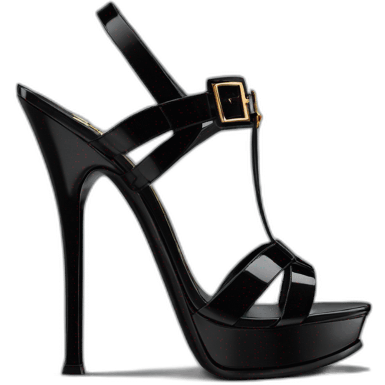 YSL TRIBUTE heels SANDAL black PATENT LEATHER emoji