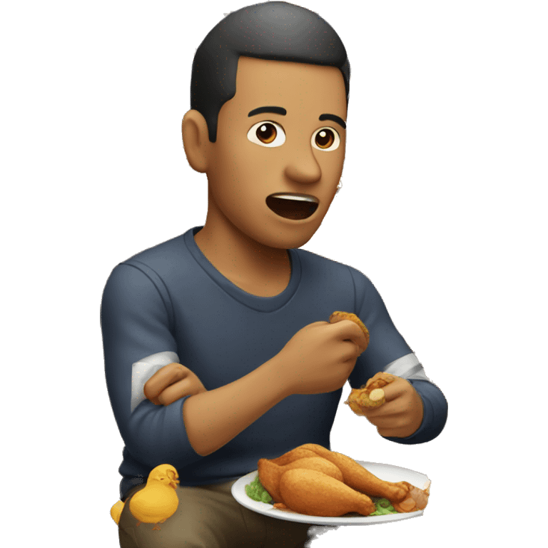 men eating chicken emoji