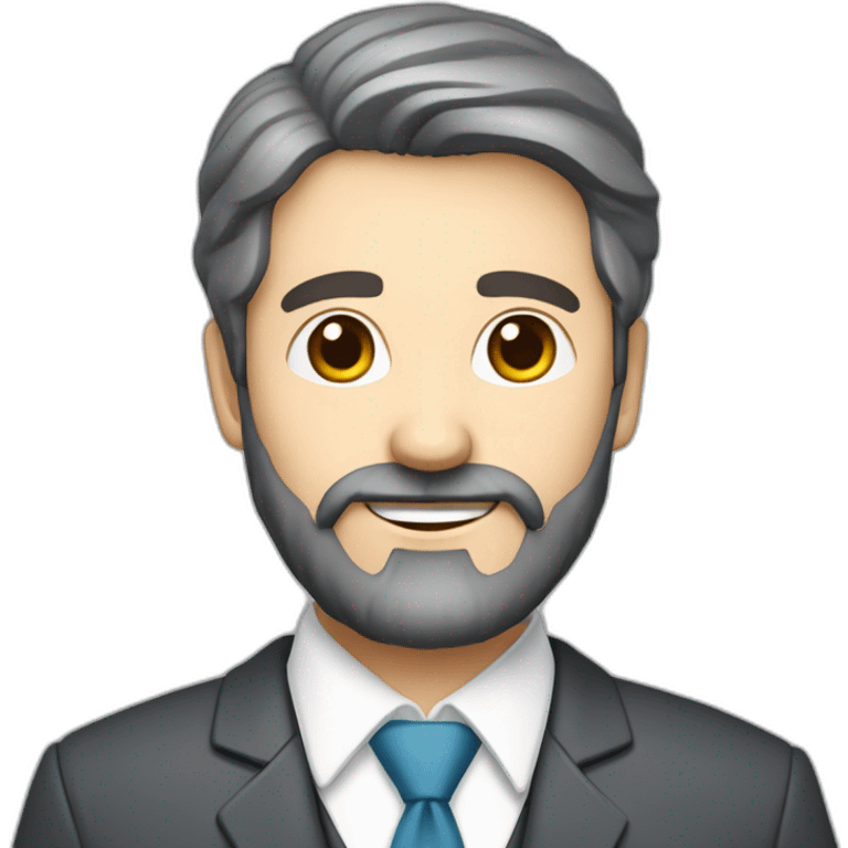 husband classy caucasian middle age dark gray hair trimmed beard wearing business suit holding bible, wife asian age 55 dark hair nurse uniform, no children emoji