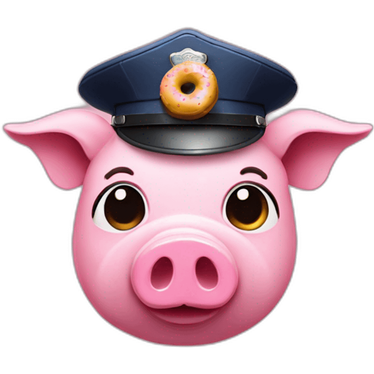 pig-wearing-police-hat-with-six-shooter-and-pink-donut emoji