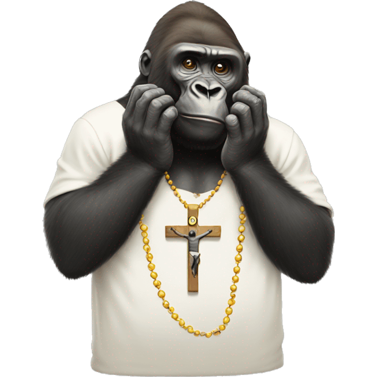 Gorilla praying the rosary emoji