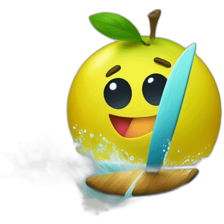 a yuzu fruit surfing emoji