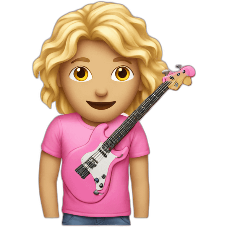 long-blond-bassguitar-player-pink-Tshirt-pink emoji