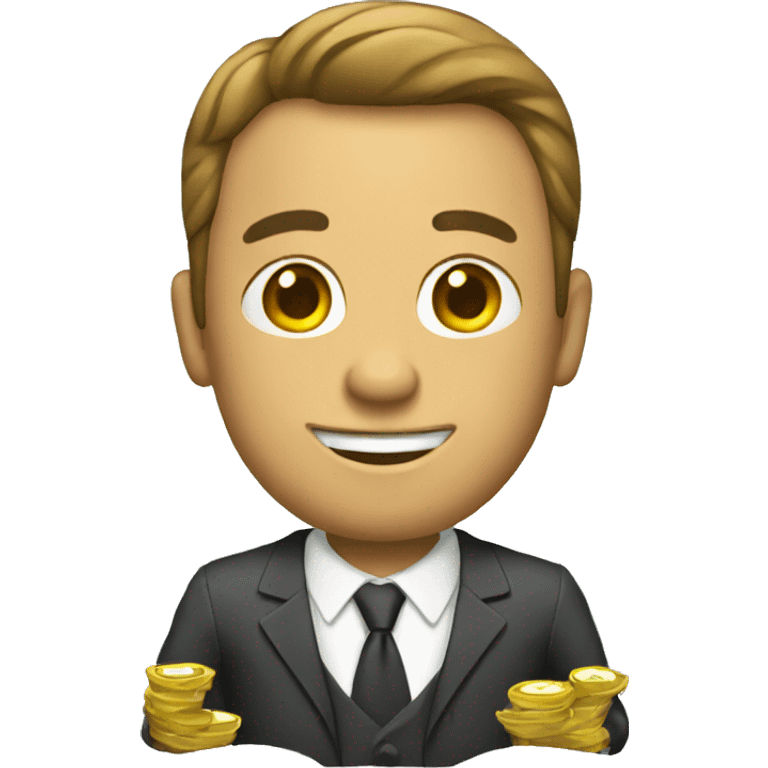 man wearing suit holding money emoji