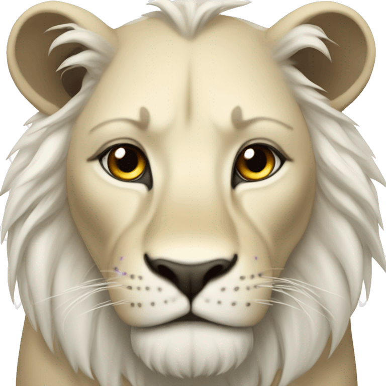 Lion blanc les yeux vers emoji