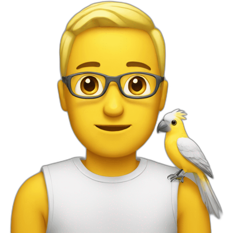 a man with a yellow cockatiel bird emoji