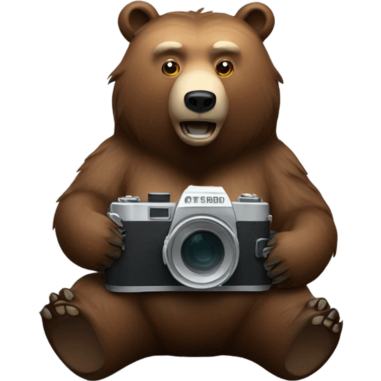 Grizzly bear eith camera emoji