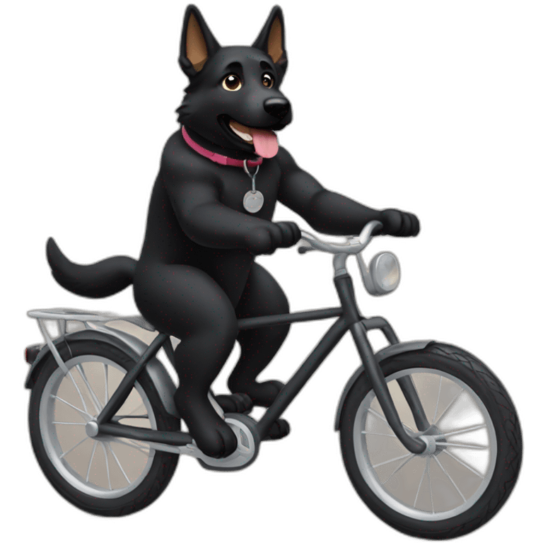 Black German shepherd biking emoji