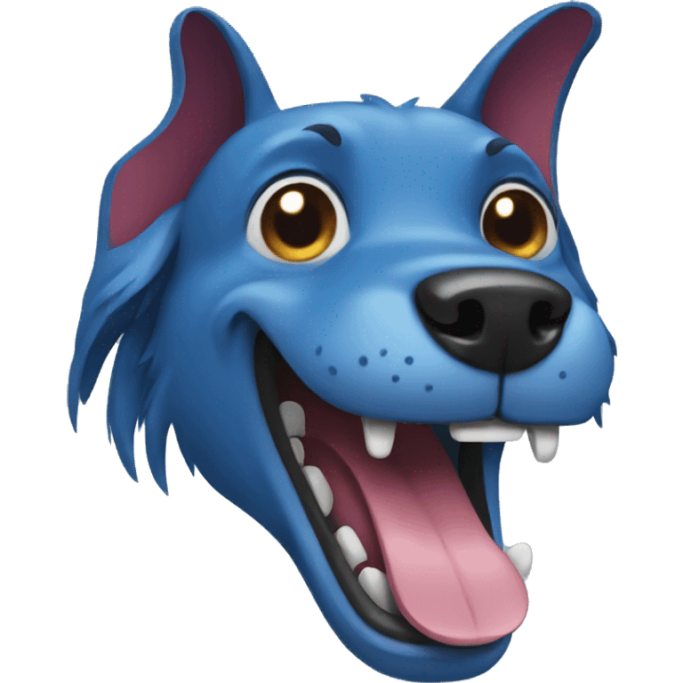 evil laughing blue dog emoji