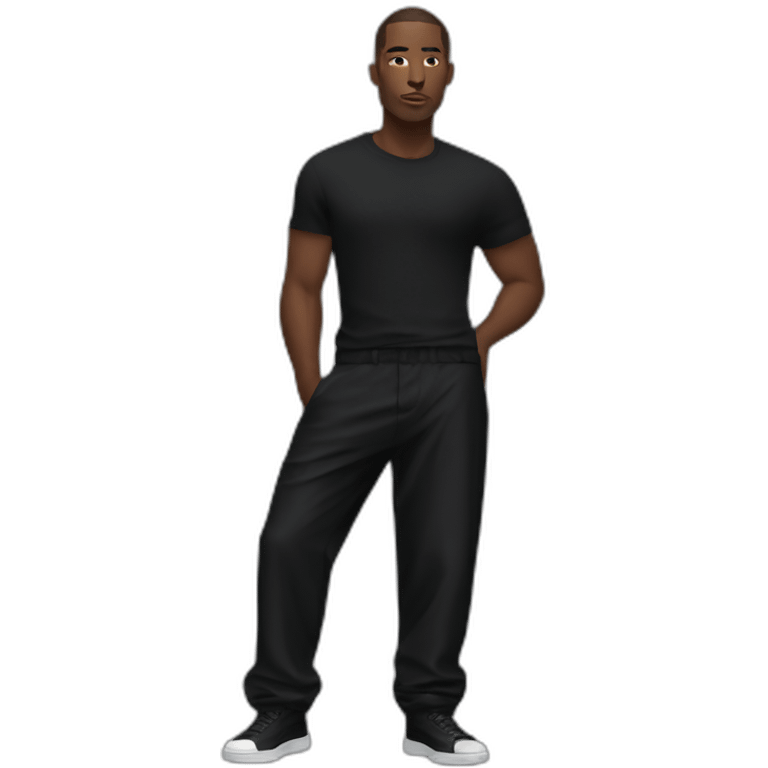 man dressed in black oversized balenciaga pants  emoji